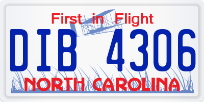 NC license plate DIB4306
