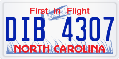 NC license plate DIB4307