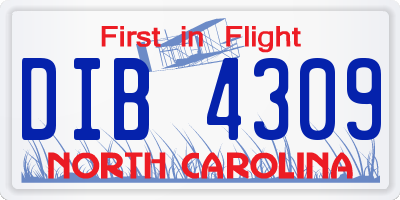 NC license plate DIB4309