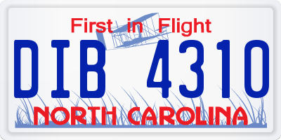 NC license plate DIB4310