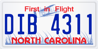 NC license plate DIB4311