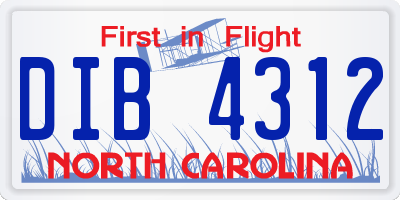 NC license plate DIB4312