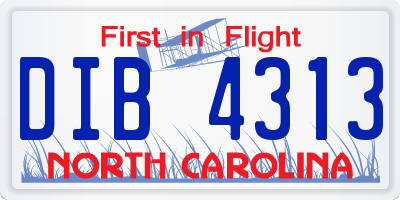 NC license plate DIB4313