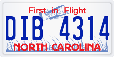 NC license plate DIB4314