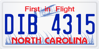 NC license plate DIB4315