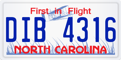 NC license plate DIB4316