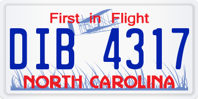 NC license plate DIB4317