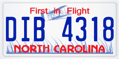 NC license plate DIB4318