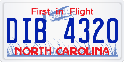 NC license plate DIB4320