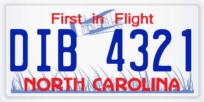 NC license plate DIB4321