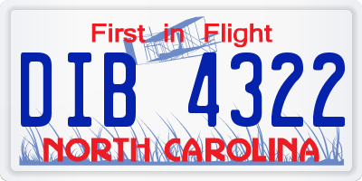 NC license plate DIB4322