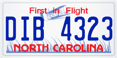 NC license plate DIB4323