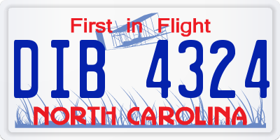 NC license plate DIB4324