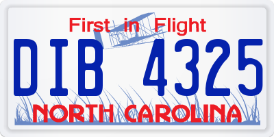 NC license plate DIB4325