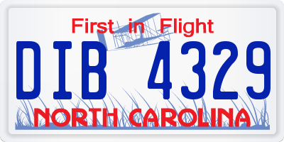NC license plate DIB4329