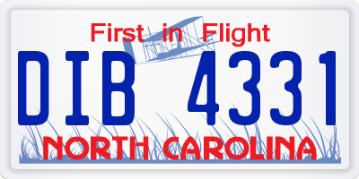 NC license plate DIB4331
