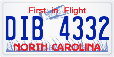 NC license plate DIB4332