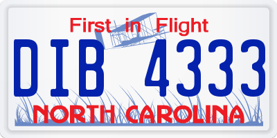 NC license plate DIB4333