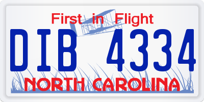 NC license plate DIB4334