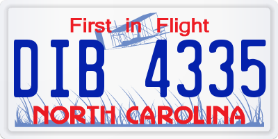 NC license plate DIB4335