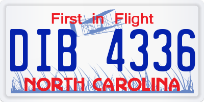 NC license plate DIB4336