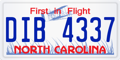 NC license plate DIB4337