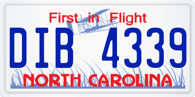 NC license plate DIB4339