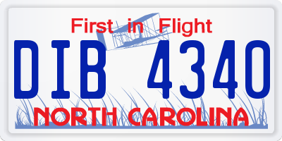 NC license plate DIB4340