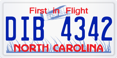 NC license plate DIB4342