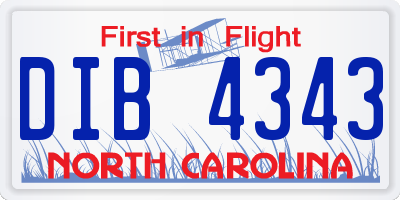 NC license plate DIB4343