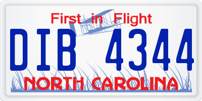 NC license plate DIB4344