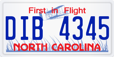 NC license plate DIB4345