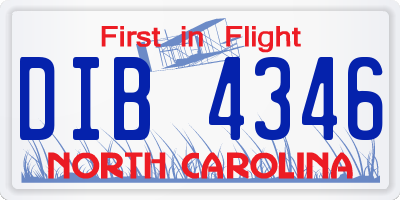 NC license plate DIB4346