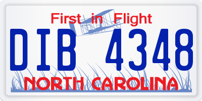 NC license plate DIB4348