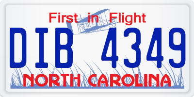 NC license plate DIB4349