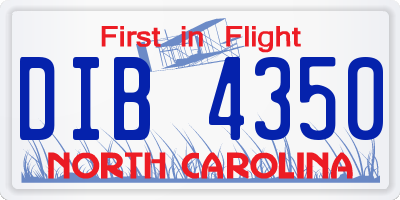 NC license plate DIB4350