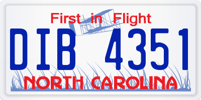 NC license plate DIB4351