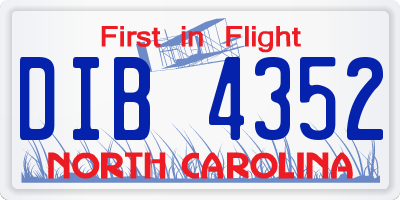 NC license plate DIB4352
