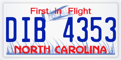NC license plate DIB4353