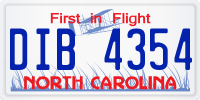 NC license plate DIB4354