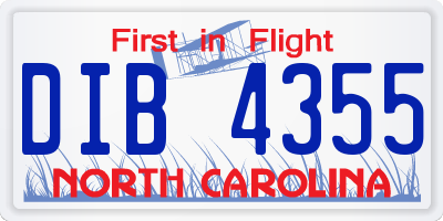 NC license plate DIB4355