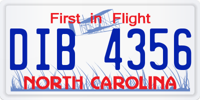 NC license plate DIB4356