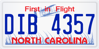 NC license plate DIB4357