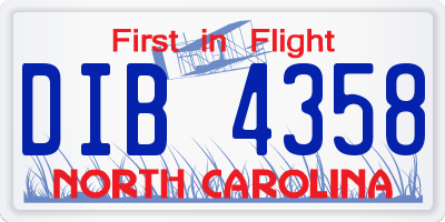 NC license plate DIB4358