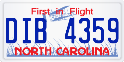 NC license plate DIB4359