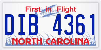 NC license plate DIB4361