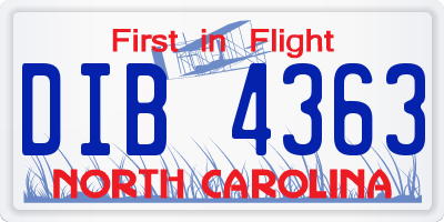 NC license plate DIB4363