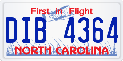 NC license plate DIB4364