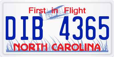 NC license plate DIB4365