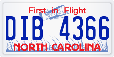 NC license plate DIB4366